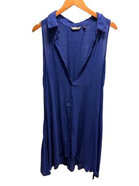Mlle Gabrielle Royal Blue Sleeveless Gauze Shirt Dress XL